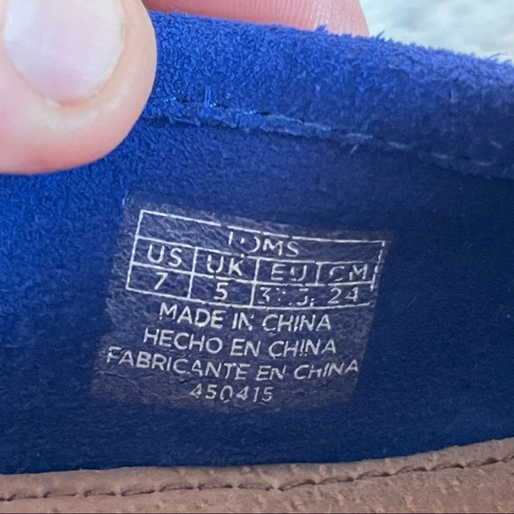 TOMS blue suede Classics w rope sole Women size7 - Picture 14 of 16